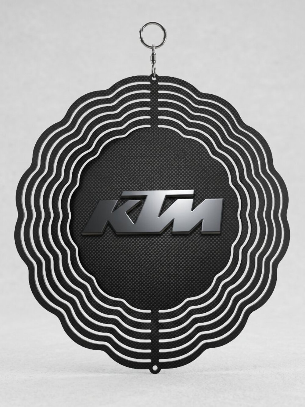 10" KTM Logo Kinetic Wind Spinner - Black Carbon Metal Hanging Yard Decor